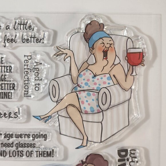 #64 Stamp Set Funny Ladies Wine Cheers Celebrate Friendship - Picture 3 of 6